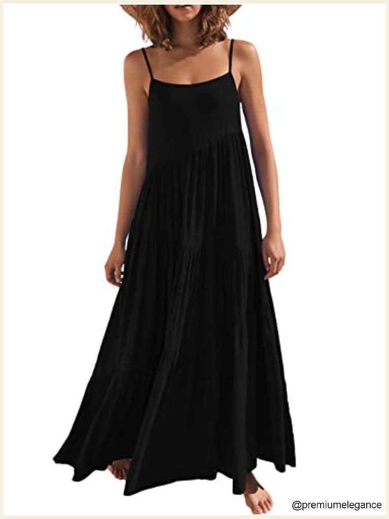 Loose Sleeveless Sundress Spaghetti Strap Flowy Boho Linen Beach Maxi Dress